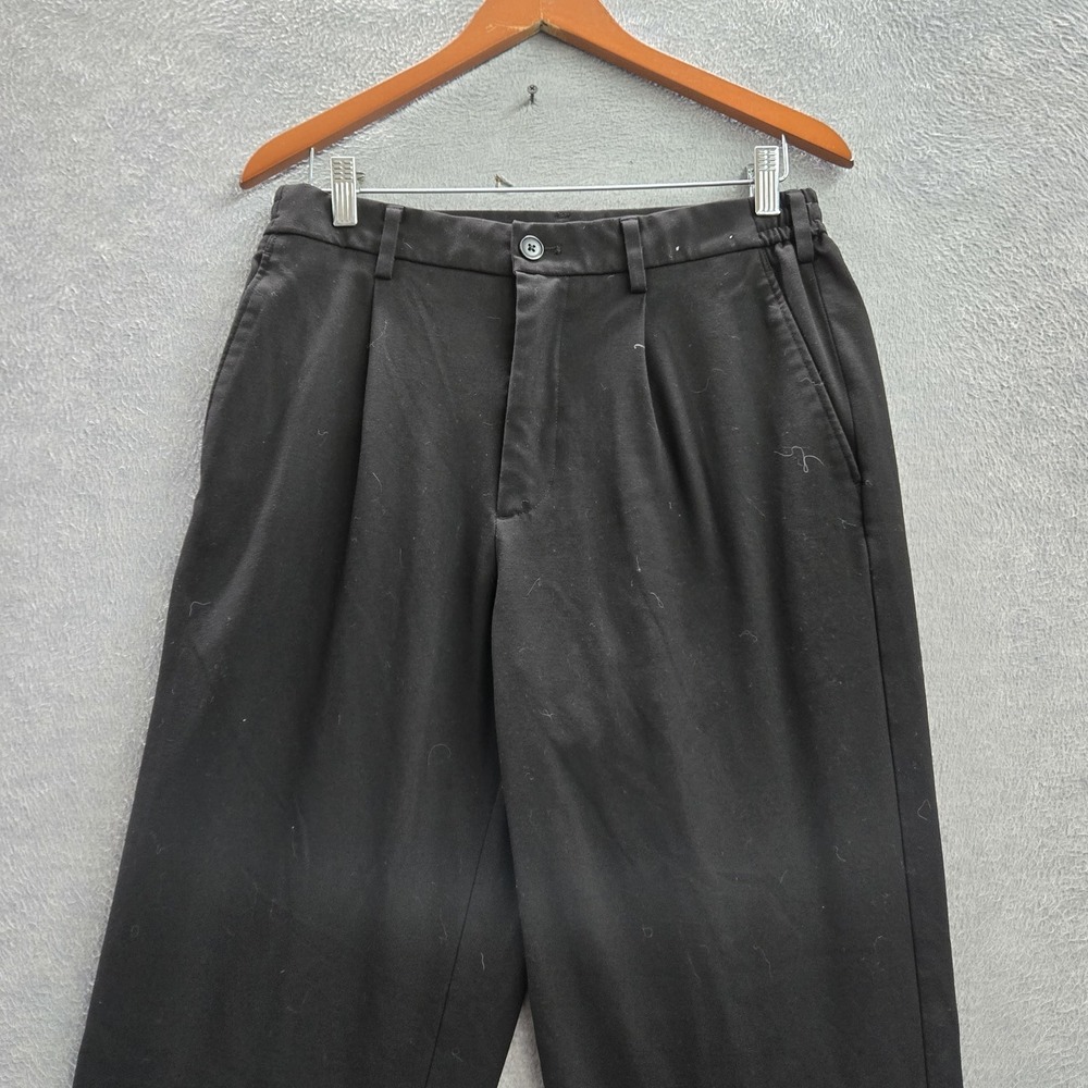 Uniqlo Men Pants M Black Dress Pleated Wide Leg 28" Inseam - Picture 5 of 11
